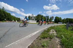 Radfahrer in der Kurve