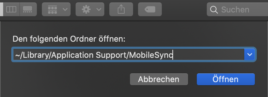 Springe zu iPhone Backup Verzeichnis