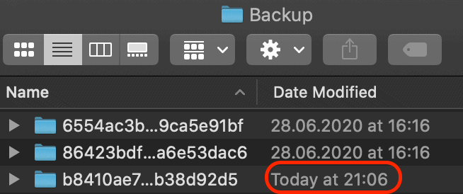 Latest iPhone Backup on external hard disk